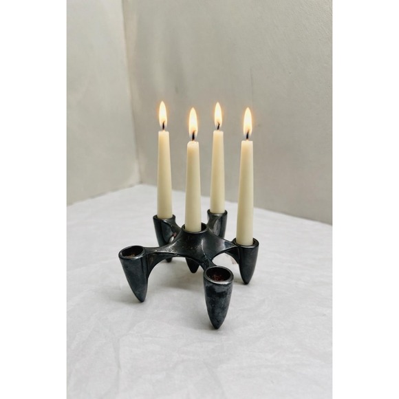 Gorham Other - MCM Silverplated Atomic Mini Taper Candle Holder Ring 6 Hole Gorham Silver 4.5x2